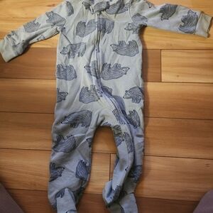 Cozy Blue Bear Print Kids One Piece